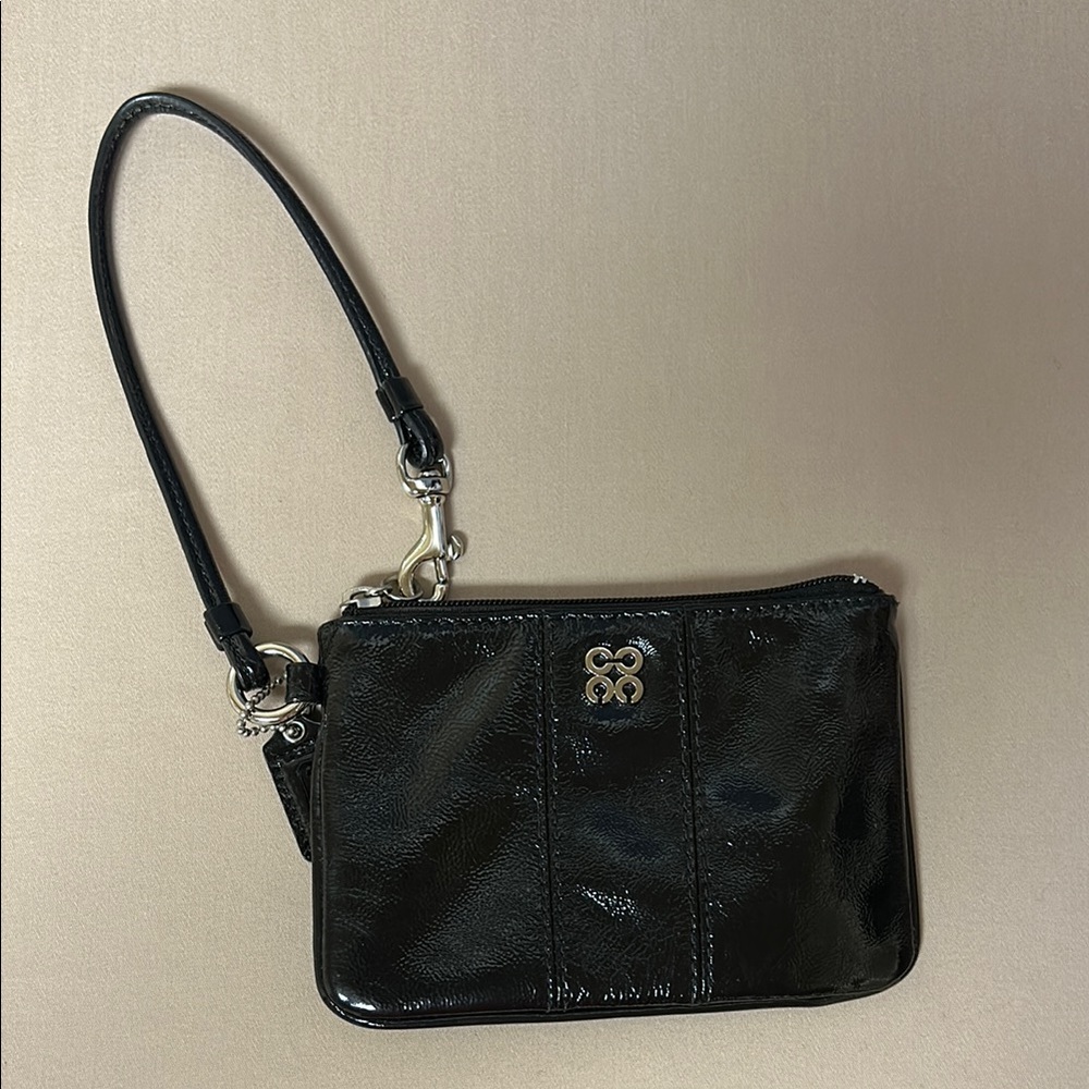Coach Black Wristlet Clutch with Silver Hardware